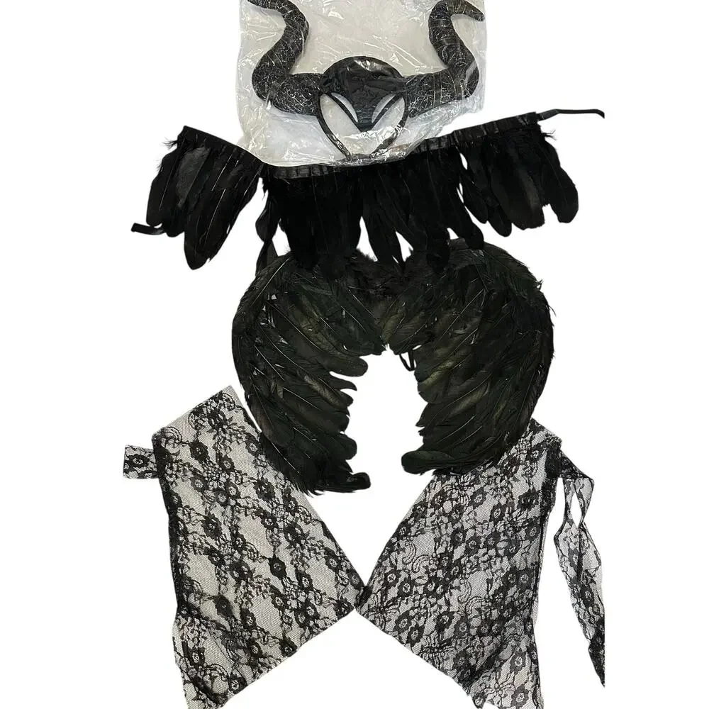 2/$30 Girl's Halloween Maleficent Devil Fallen Angel Costume Child One Size
